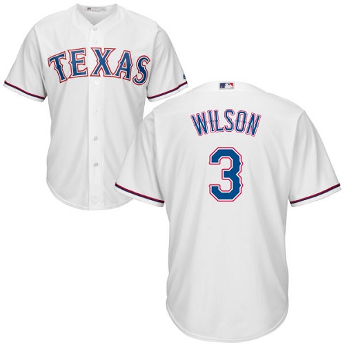 Rangers #3 Russell Wilson White Cool Base Stitched Youth MLB Jersey